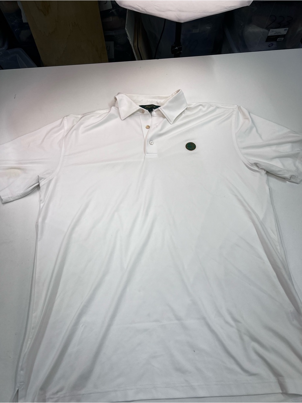 Masters 1934 Golf Polo Shirt Mens Large White Augusta National Logo Performance